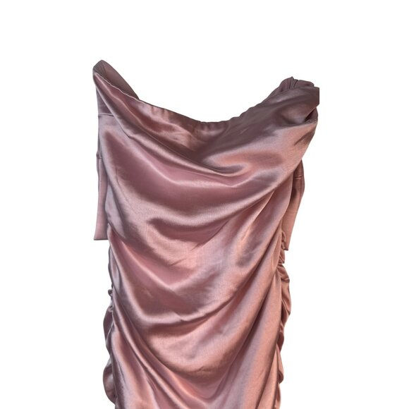 2/$30 NWT Princess Polly Pink Size 0 Ruched Satin Bow Mini Dress - Picture 11 of 16